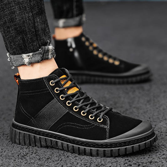 British Style Casual Sneakers Men's High-top Leather Boots