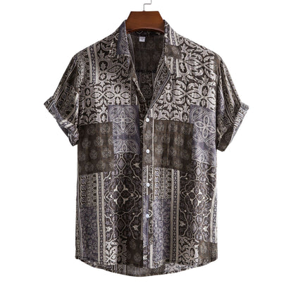 Floral Men's Casual Short Sleeve Printed Shirt