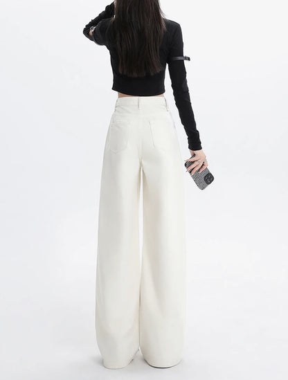 New Style White Draping Jeans For Women