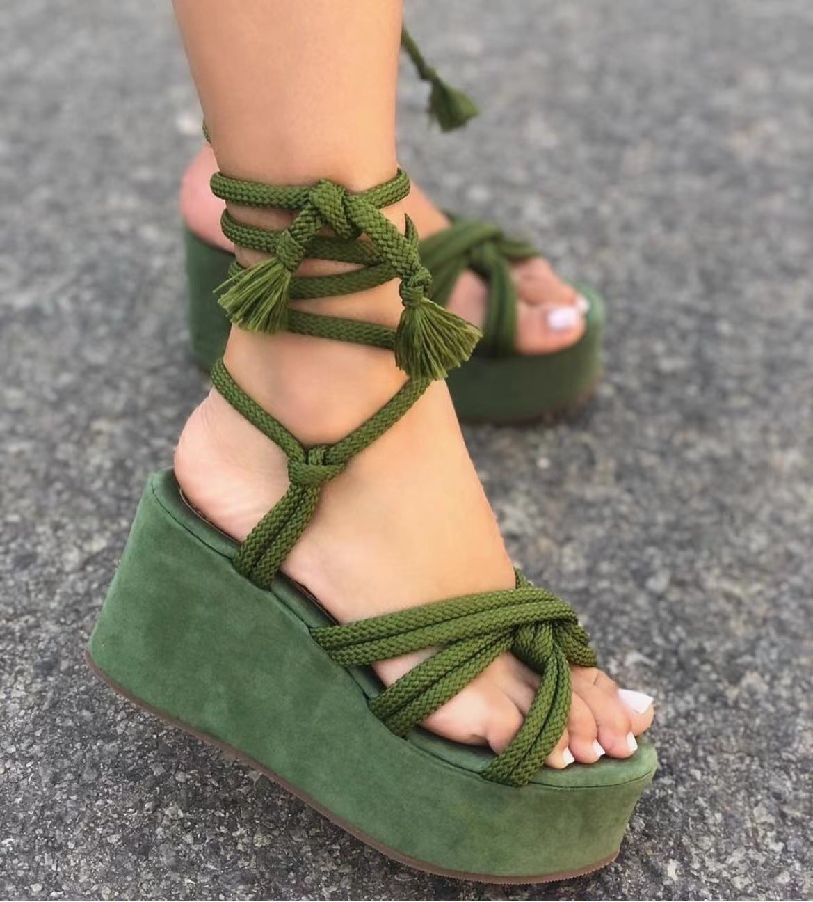 Summer Women Wedges Shoes High Heel Strappy Sandals