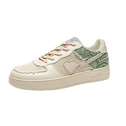 All-match College Cashew Flower White Shoes