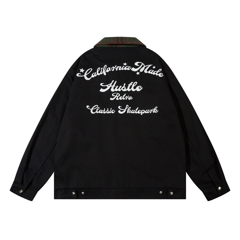 Embroidered Letters Loose Jacket Men