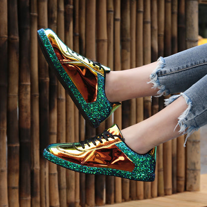 Bright Leather Mirror Illusion Color Plus Size Women's Shoes