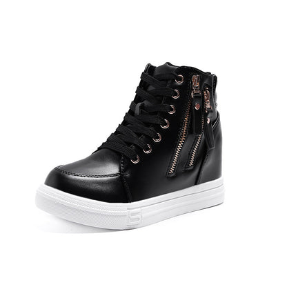 Thick-soled High-top Women's Shoes Spring And Autumn Lace-up White Shoes Casual Women's Shoes