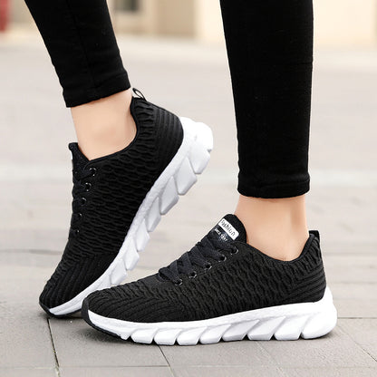 Foreign Trade Large Size Flying Woven Women's Shoes Cross-Border Autumn Sports Shoes Running Shoes Ladies Students Lightweight Travel Shoes