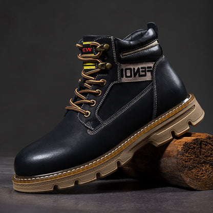 Male British Style Tooling Boots Mid-high Top