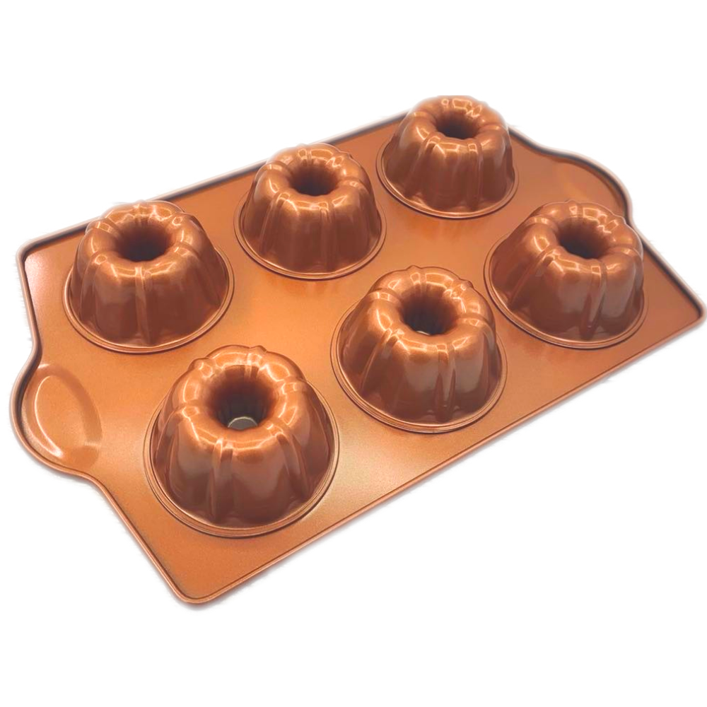 Original Mini Fluted Tube Pan - 6 Cavity Toxic Free NONSTICK Pan - Organic Environmental Friendly Premium Coating - Durable Quality - Mini Fluted Tube Pan