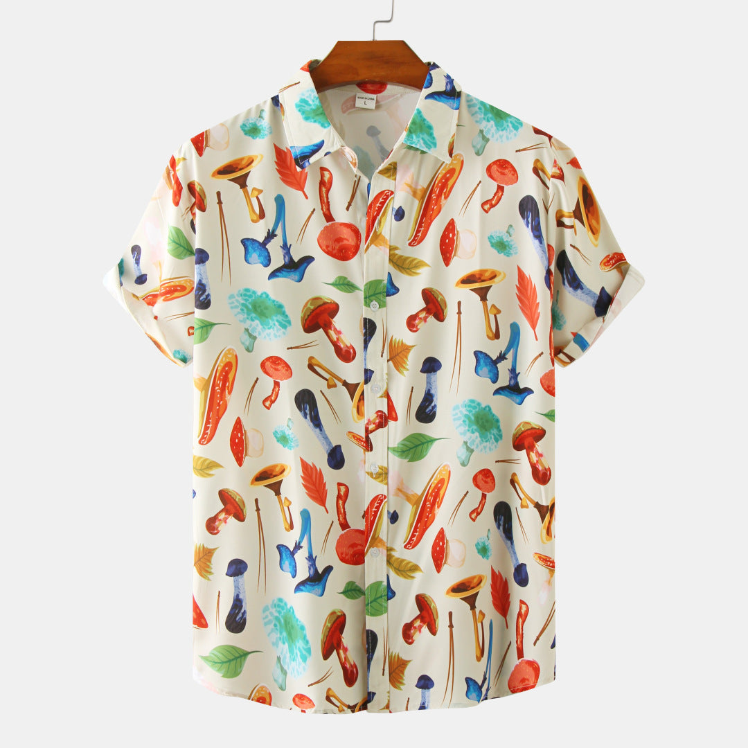 Men's 3D Digital Printing Casual Short-sleeved Floral Shirt