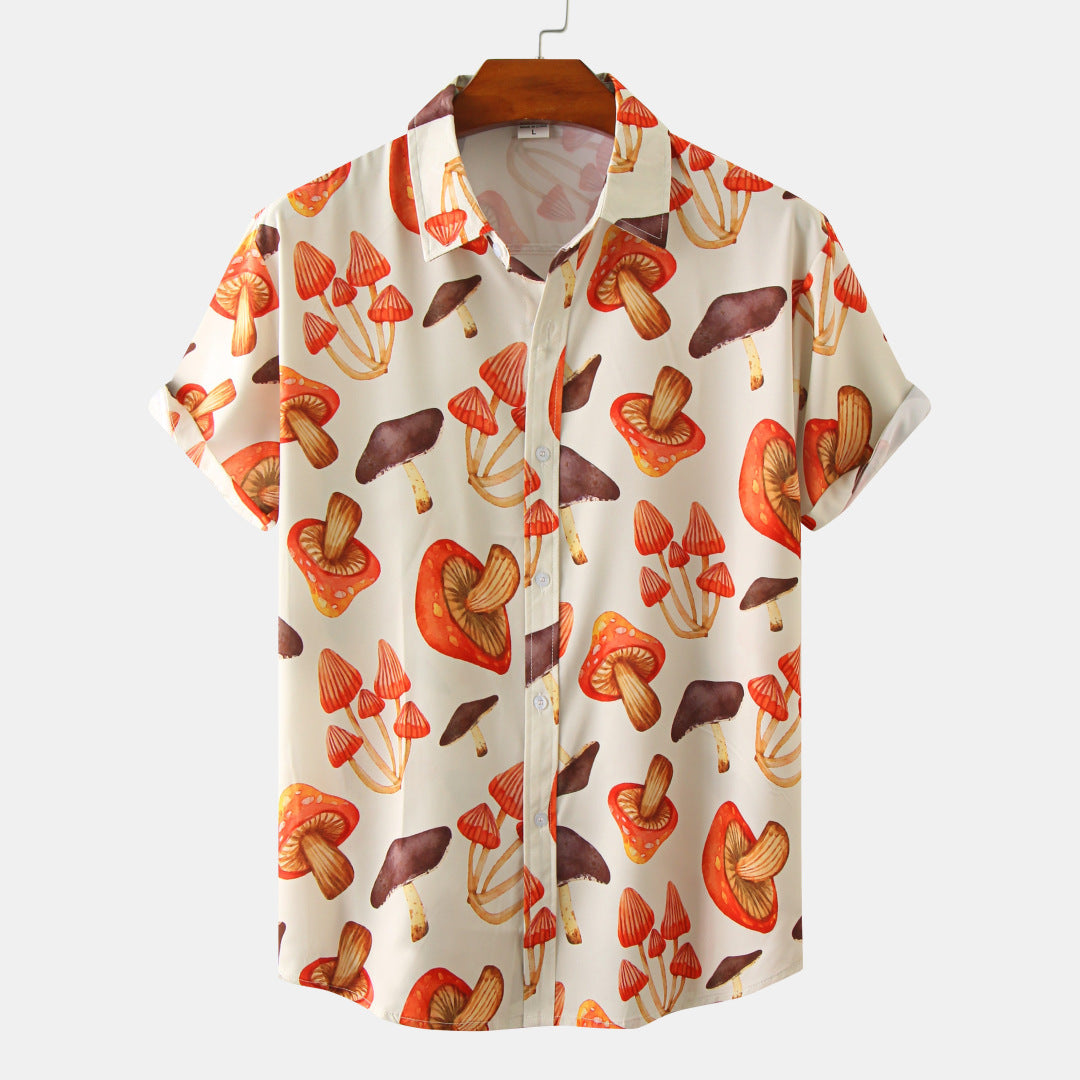 Men's 3D Digital Printing Casual Short-sleeved Floral Shirt