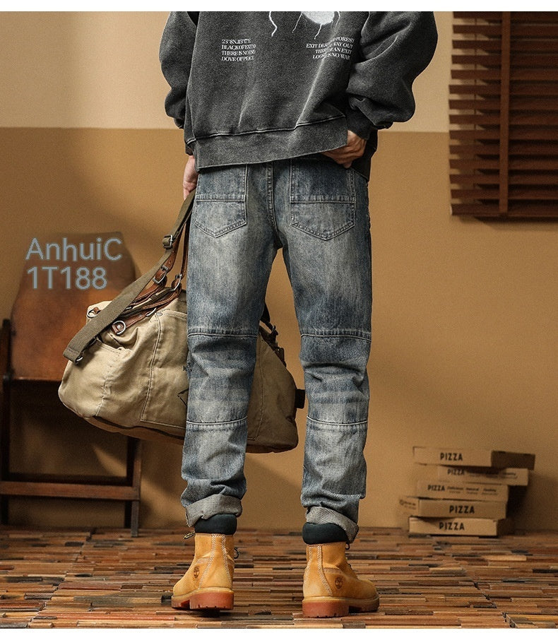 American Straight Men’s Versatile Loose Denim Pants