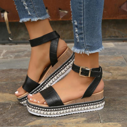 Women's Plus Size Rope Bottom Platform Sandals