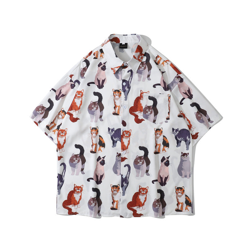 Cartoon Hawaiian Loose Retro Short Sleeve Shirt