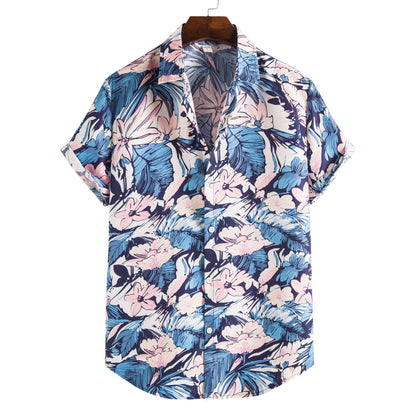 Printed Casual Men's Short-sleeved Shirt Lapel