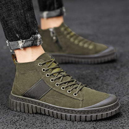 British Style Casual Sneakers Men's High-top Leather Boots