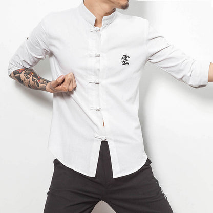 Men's Chinese Style Stand-up Collar Frog Button Shirt