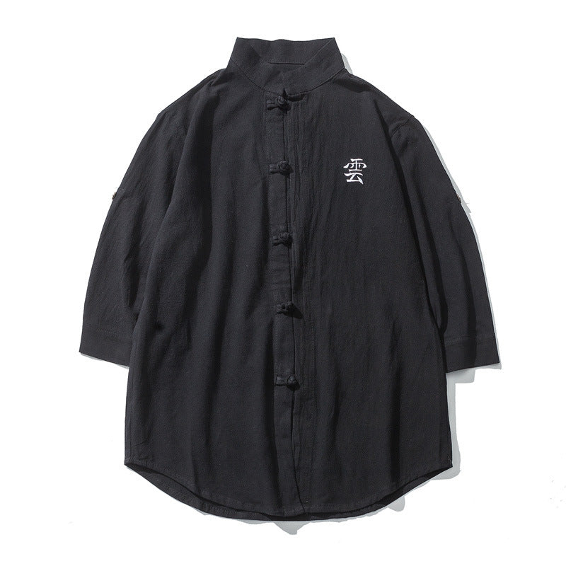 Men's Chinese Style Stand-up Collar Frog Button Shirt