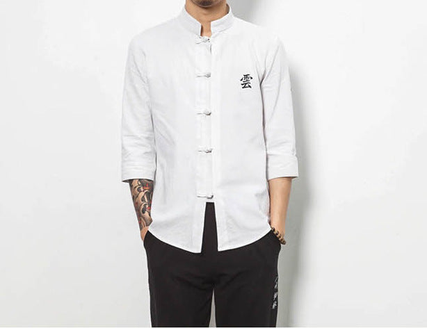 Men's Chinese Style Stand-up Collar Frog Button Shirt