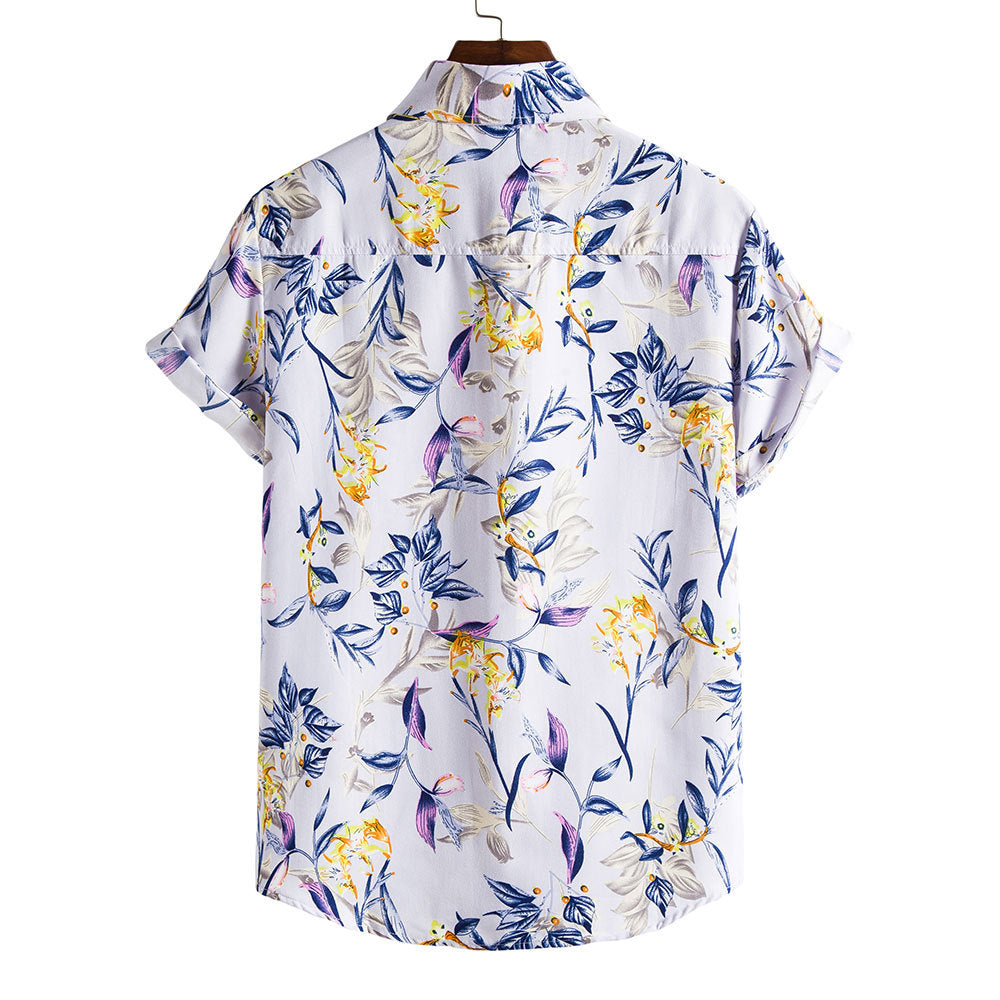 Men's Short-sleeved Casual Holiday Floral Shirt