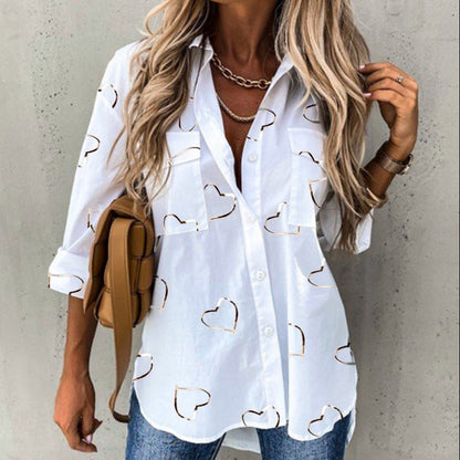 New Women's Clothing Autumn And Winter Irregular Loose Long Sleeve Lapel Shirt