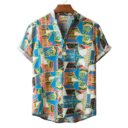 Men's Versatile Casual Linen Floral Shirt