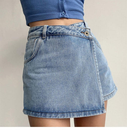 Anti-exposure Irregular Denim Skirt