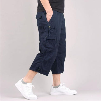 Men's Loose Cropped Pants Tooling Multi-pocket Pants