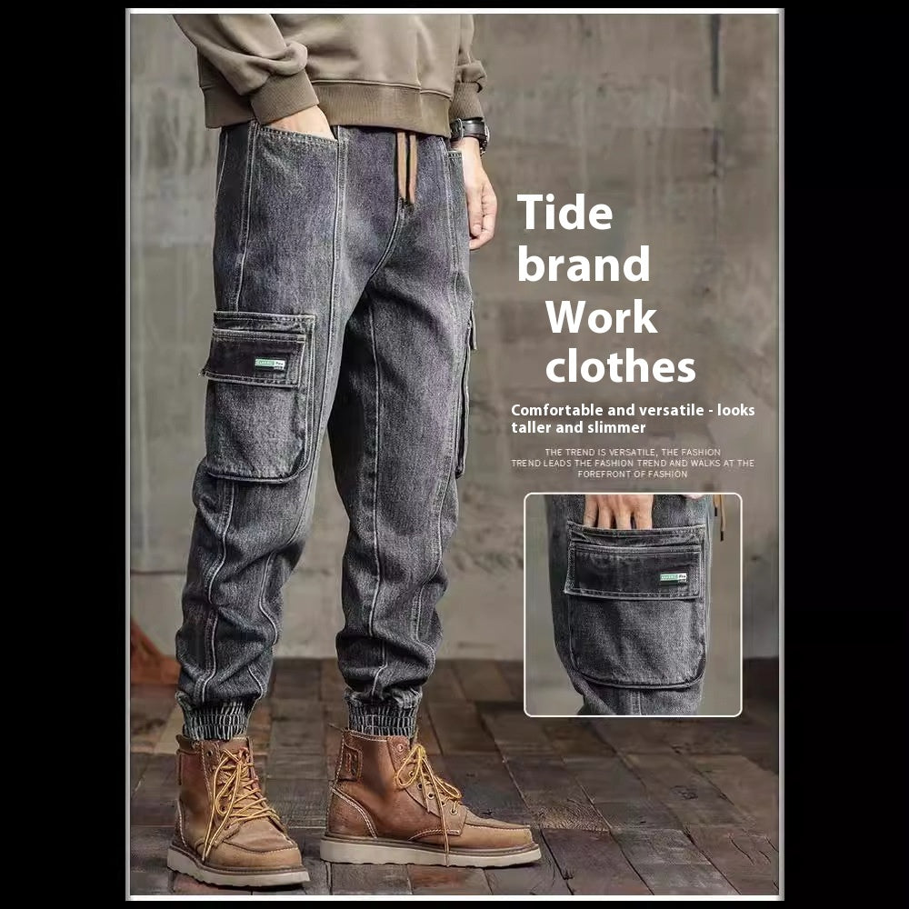 American Retro Ankle-tied Jeans Men