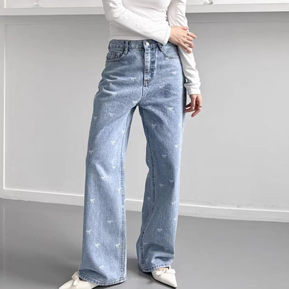 All-matching Wide Leg Straight Jeans For Women