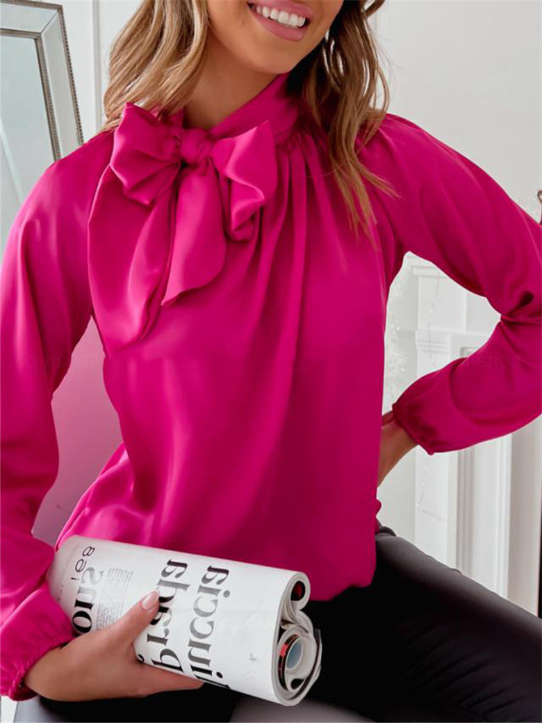 Fashion Bowknot Long Sleeve Shirt For Women