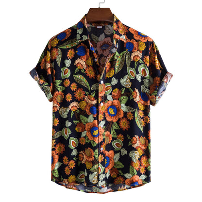 European-size Floral Casual Short-sleeved Shirt