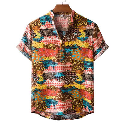 Men's Versatile Casual Linen Floral Shirt