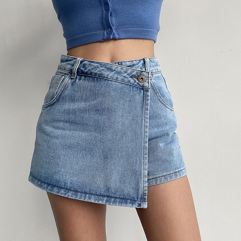 Anti-exposure Irregular Denim Skirt