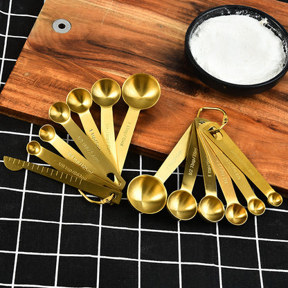 Useful Stainless Steel Measuring Cup Cozinha Coffee Measuring Spoons Tea Gold