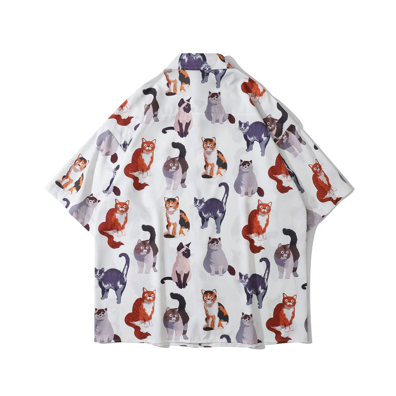 Cartoon Hawaiian Loose Retro Short Sleeve Shirt