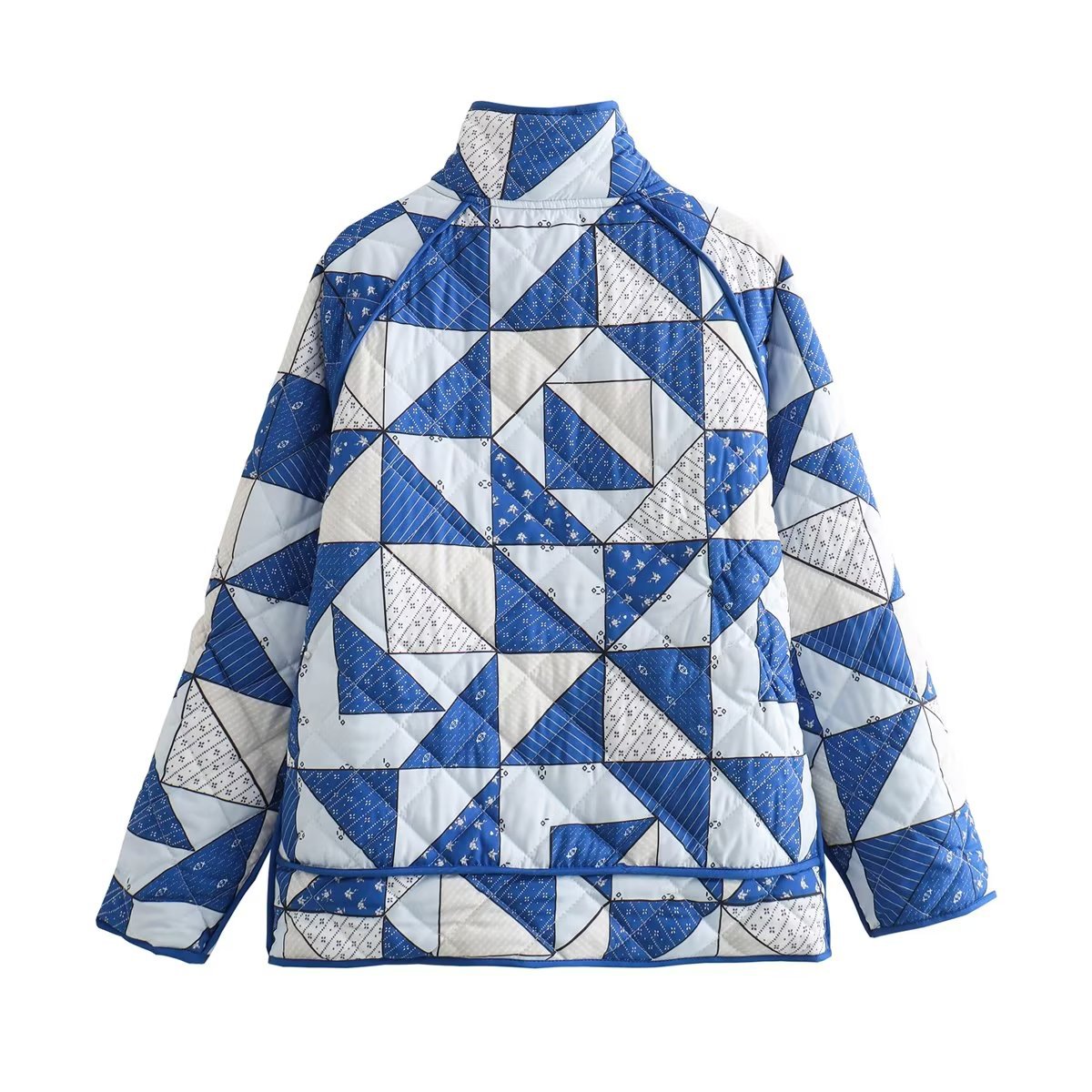 Loose Diamond Print Cotton Jacket