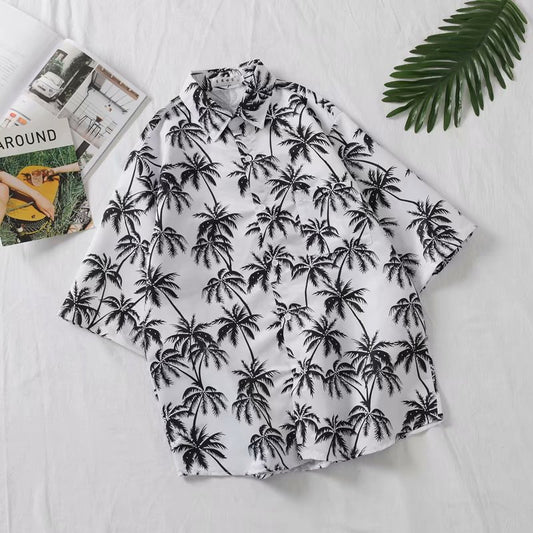 Casual Loose Half Sleeve Shirt Printed Men's Top