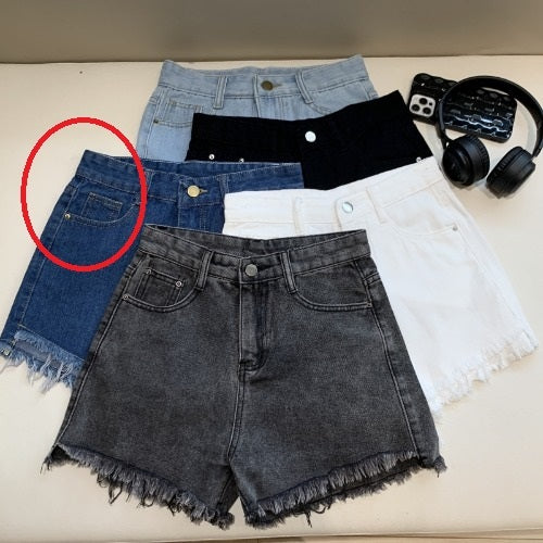 Wide Leg Denim Shorts Frayed Summer New High Waist Slimming