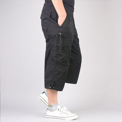 Men's Loose Cropped Pants Tooling Multi-pocket Pants