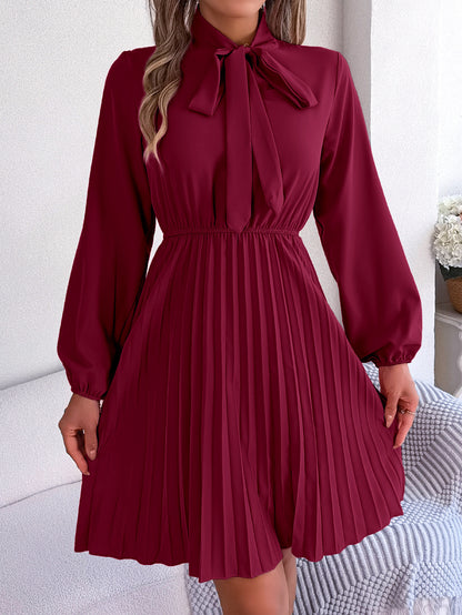 Women's Lace Up Waist-controlled Long Sleeves Dress