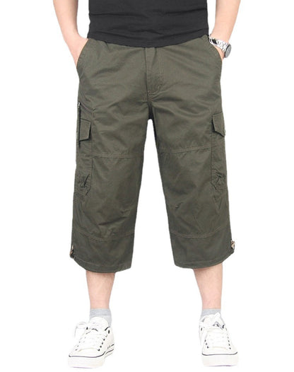 Men's Loose Cropped Pants Tooling Multi-pocket Pants