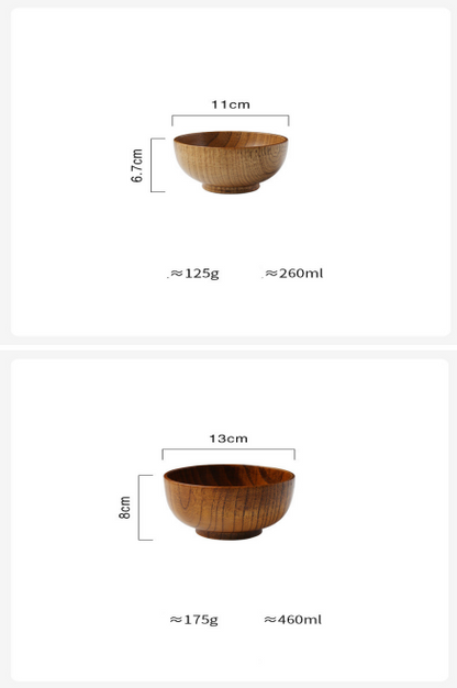 Wooden Bowl Japanese Style Wood Rice Soup Bowl Salad Bowl Food Container Large Small Bowl for Kids Tableware Wooden Utensils