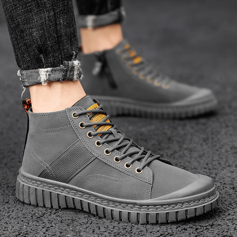 British Style Casual Sneakers Men's High-top Leather Boots