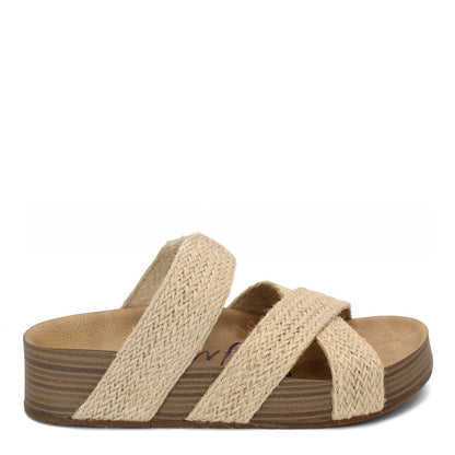 Women's Flat Platform Cross Hemp Rope Woven Solid Color Sandals