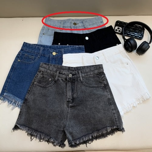 Wide Leg Denim Shorts Frayed Summer New High Waist Slimming