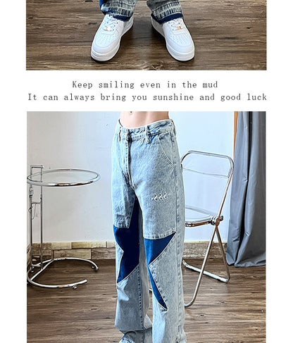 High Street Fashion Brand Washed Worn Jeans