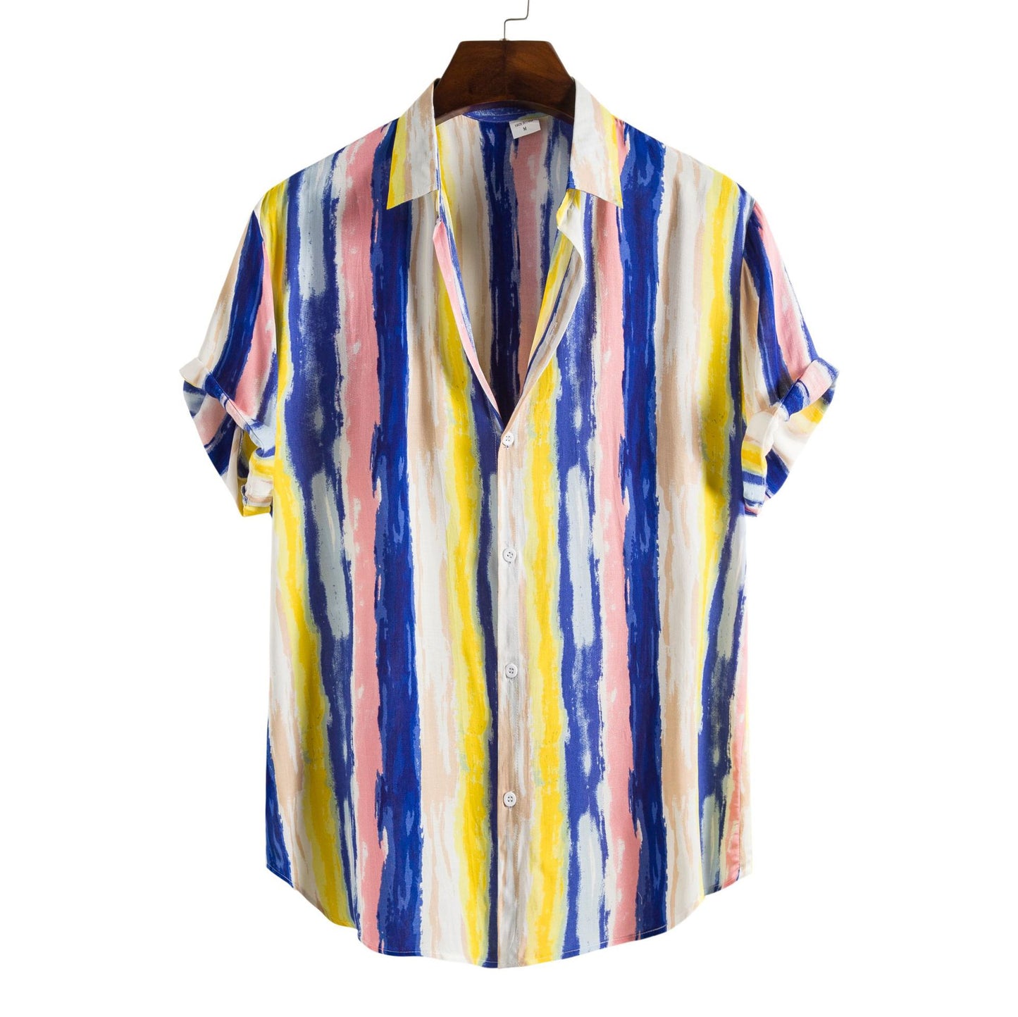 Printed Casual Men's Short-sleeved Shirt Lapel