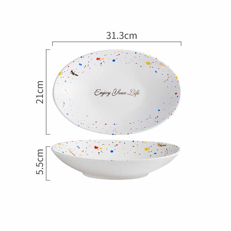 Household Simple Ceramic Terrazzo Plate Tableware