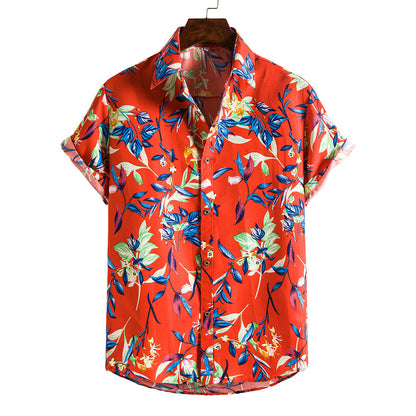 Men's Short-sleeved Casual Holiday Floral Shirt