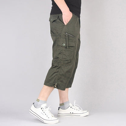 Men's Loose Cropped Pants Tooling Multi-pocket Pants