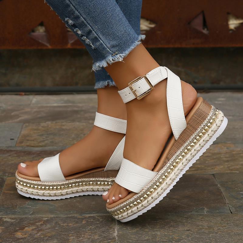 Women's Plus Size Rope Bottom Platform Sandals